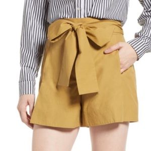 J Crew poplin cotton tie waist shorts in khaki size 6 replaced zipper
